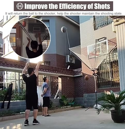 Basketball Shooting Machine Basketball Rebounder Net Return System, Adjustment Basketball Ball Return Attachment, Portable Basketball Shot Trainer, Indoor Outdoor Hoop Use