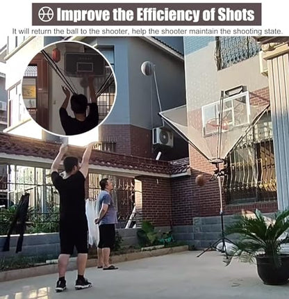 Basketball Shooting Machine Basketball Rebounder Net Return System, Adjustment Basketball Ball Return Attachment, Portable Basketball Shot Trainer, Indoor Outdoor Hoop Use