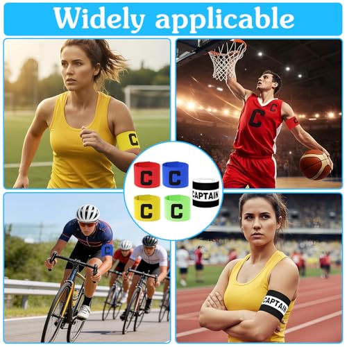 7Pcs Soccer Captain Armband, Multicoloured Elastic Captain Bands Soccer, Adjustable Leader Team Sport Armband for Team Sports Football Basketball Volleyball Arm Bands