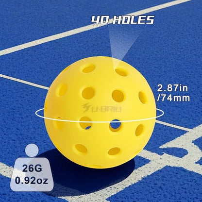 Pro-Grade 40-Hole Outdoor Pickleball Balls 3/4/12 Pack- Pro-Player Tested with Wind-Resistant Design, High-Visibility & 300+ Hit Suitable for Players of All Skill Levels