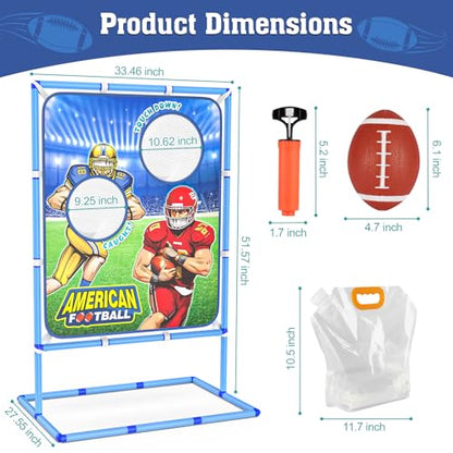 Polkoliye Football Toss Game with 4 Inflatable Balls, Indoor/Outdoor Football Throwing Target Toy for Kids Ages 4-7 8-12- Perfect Christmas Birthday Gifts for 4 5 6 7 8 9 10 11 12 Year Old Boys Girls