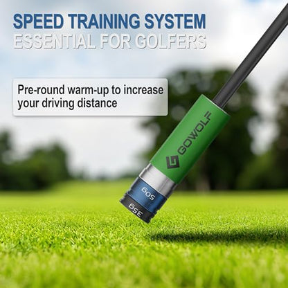 Gowolf Golf Swing Trainer with Adjustable Weights (35g & 50g) - Carbon Fiber Golf Training Aid for Speed, Driving Distance & Tempo, Ideal Warm-Up & Strength Golf Accessories for Men & Women