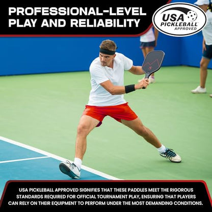 Precision Pro Carbon Fiber Pickleball Paddles Set of 2 — USAPA Approved, T700 Carbon, 14mm Honeycomb Core, 4 Indoor Outdoor Balls, Carry Bag, Pickleball Set for Beginners and Intermediate Players