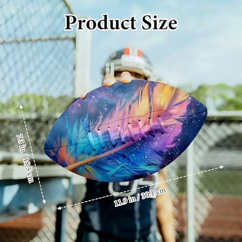 American Football, Official Size 11.9 x 7.3 Inch, Premium Composite Leather High-Grip Ball with Pro-Style Lacing, Unique Prints for Training, Games & Gifts - color: Galaxy Plume