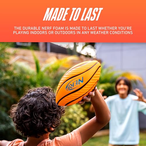 Nerf Kids Foam Football - Spiral Grip Mini Soft Foam Football for Kids - Easy Grip Junior Ball - 8.5"