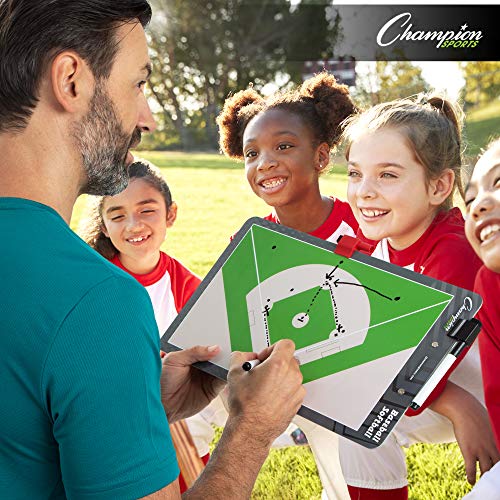 Champion Sports Large & XL Dry Erase Board For Coaching - Whiteboards for Strategizing, Techniques, Plays - 2-Sided Boards with Front Side Full Field - Backside Half Field and Lineup - color: Baseball/Softball, style: Standard Coaches Board