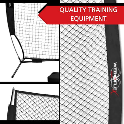 Web Flex® 7x7 ft Portable Baseball & Softball Batting Practice Screen Net, Durable Nylon & Metal Frame, Protective Batting Net for Pitching & Hitting, Easy Setup, Full Coverage with Carry Bag | Black