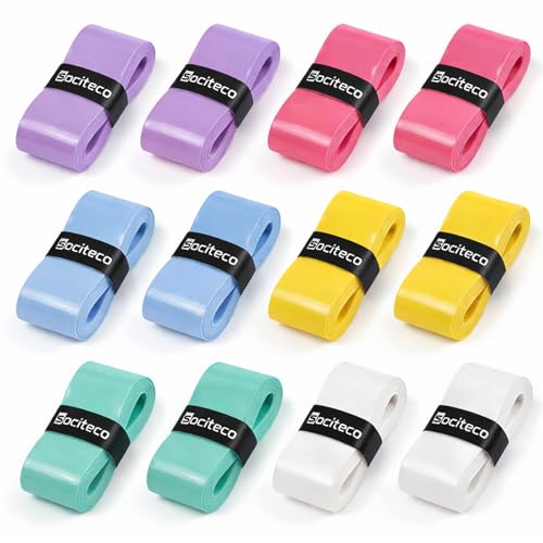 Pickleball Overgrip, 12 Pack Pickleball Grip Tape for Paddle, Non-Slip Sweat Absorbent Pickleball Paddle Grip Wrap, Durable Overgrip Tape for Pickleball Paddle, Improved Control & Comfort - color: Colorduo - 12-Pack