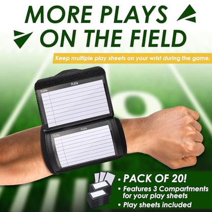 20 Pack Football Play Wristband - Football Quarterback Play Wristbands for Youthouth - Softball Wristbands for Signs for All Sports with 3 Compartments