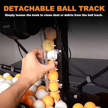 Ping Pong Machine with Catch Net Automatic Table Tennis Trainer for Indoor Sports Training Ball Launcher for Practice with Adjustable Spin and Remote Control