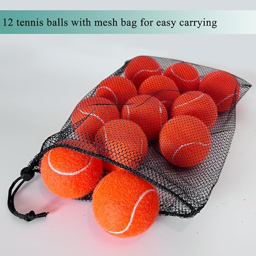 Tennis Balls, 12 Pack Advanced Training & Practice Tennis Balls for Beginners, Pet Dogs Playing Balls, Includes Mesh Carry Bag - color: Orange