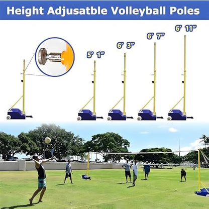 Heavy-Duty 2-in-1 Badminton & Volleyball Net Set with Movable Frame and Wheels - Perfect for Outdoor Backyard Sports