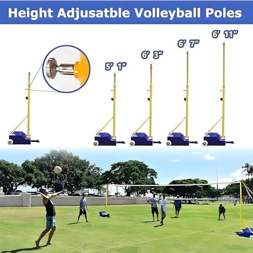Portable Badminton and Volleyball Net Set with Wheels, Adjustable Outdoor Net Poles for Backyard Sports, Includes Carry Bag for Easy Transport