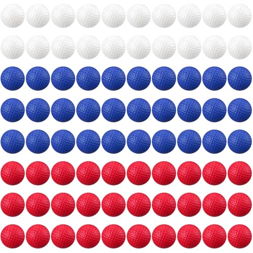 Junkin 80 Pcs Foam Golf Balls Practice Balls Realistic Feel and Flight Sport Training for Indoor or Outdoor Backyard Golf Training - color: Red, Blue, White
