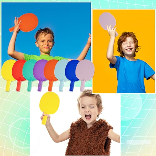 8 Pcs Plastic Table Tennis Paddles Unbreakable Ping Pong Paddles Rackets Portable Plastic Textured Table Tennis Training Toys for Beginner Kids Adult Camp Outdoor Equipment
