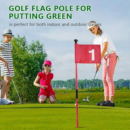 olf Flagstick with Flag Surface - Portable Design, Ideal for Yard Practice Putting Green - color: yellow