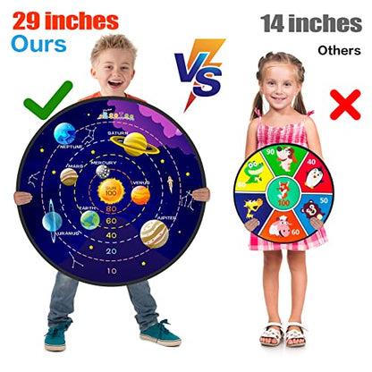 BooTaa 29" Large Dart Board for Kids, Kids Dart Board with Sticky Balls, Boys Toys, Indoor/Sport Outdoor Fun Party Play Game Toys, Birthday Gifts for 3 4 5 6 7 8 9 10 11 12 Year Old Boys Girls - style: Outer Space