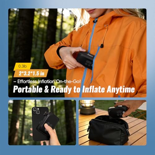 Mini Electric Bike Pump, 120g Ultra-Light 150 PSI Portable Bike Tire Inflator with Digital Gauge, USB-C Rechargeable Auto-Stop, Presta & Schrader for Road Mountain E-Bike