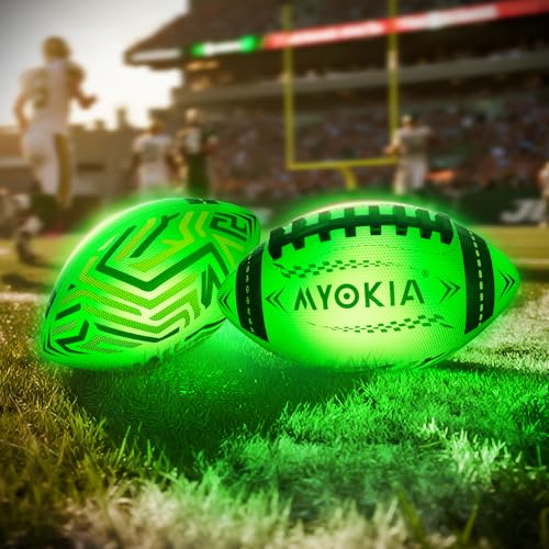 RGB Waterproof Rechargeable Light Up Football Birthday Gift, Glow in The Dark Football with Pump & USB Cable, Tri-Color (Red, Green, Blue), Size 6, Outdoor Night Games - style: Style 2