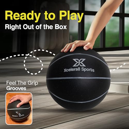 Silent Basketball Size 7 (29.5”) | Grooved Airless Indoor Basketball Quiet Dribbling Indoor Training | Dribble Dream Silent Soundless Basket Ball | Upgraded - Better Grip and Bounce