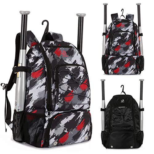 Sports Baseball&Softball Bat Bag For Youth｜Adults, Baseball Equipment Backpack Bag with Shoe Compartment,Fence Hook,Holds Bat, Helmet, Glove - color: Multicolor