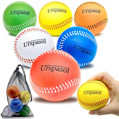Foam Baseballs Soft Baseball Multi-Color Foam Ball for Kids with Carrying Bag 9 inch Practice Baseballs Tballs Safe for Throwing, Catching,Fielding,Pitching and Batting Practice