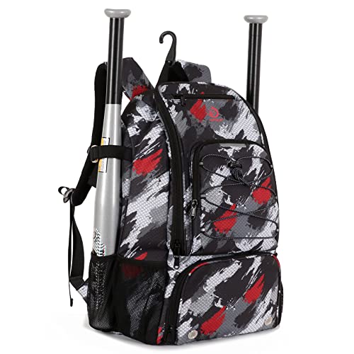 Sports Baseball&Softball Bat Bag For Youth｜Adults, Baseball Equipment Backpack Bag with Shoe Compartment,Fence Hook,Holds Bat, Helmet, Glove - color: Multicolor