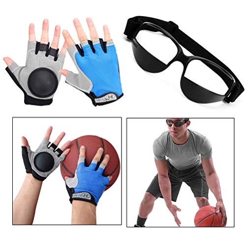 Basketball Dribble Skill Training Assistants,1 Sets of Basketball Dribbling Glasses Goggles and Finger Training Anti Grip Dribble Gloves for Kids Youth and Adult - size: for Kids&Youth (35-55Kg)