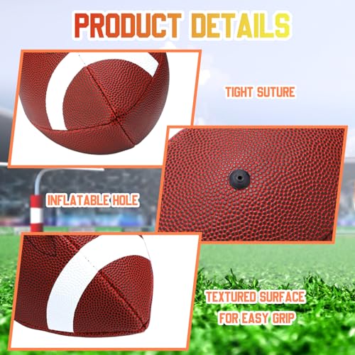 Jerify Composite Leather Footballs Official Size Composite Leather Balls Leather Inflatable Footballs with Pump Indoor Outdoor Footballs Bulk for Training and Recreational Play