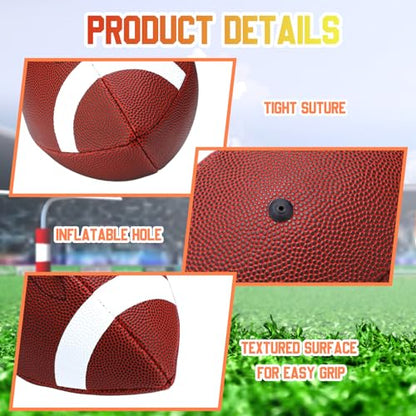Jerify Composite Leather Footballs Official Size Composite Leather Balls Leather Inflatable Footballs with Pump Indoor Outdoor Footballs Bulk for Training and Recreational Play