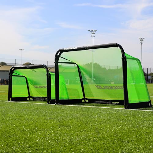 QuickPlay Pro Alu Training Soccer Goals - Portable Pop Up Soccer Goals with Aluminum Frame, Backyard Soccer Nets for Kids Soccer & Soccer Training Equipment with 10-Second Foldable Packdown - size: 5x3'