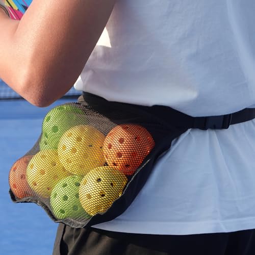 Adjustable Pickleball & Tennis Ball Holder Waist Pouch - Mesh Hip Bag Carrier for Men, Women, Teens - Holds 8-10 Balls, Versatile Accessories & Gifts