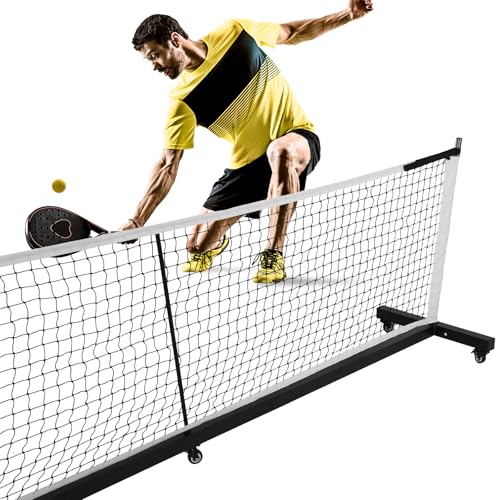 Heavy Duty Pickleball Net with Wheel for Outdoor Indoor Portable Net System with Lockable Wheels Pickleballs Nets Backyard Driveway Gym & Court Use
