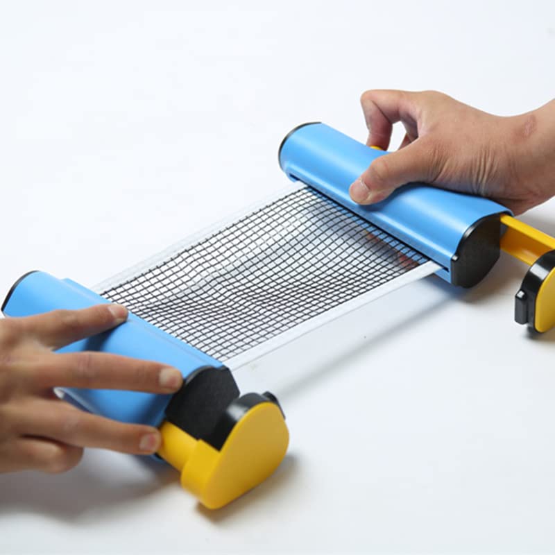 Retractable Table Tennis Net Rack Fashionable Safe Wavy ed ge Portable Pong Balls Net Rack(Blue), Comesee Retractable Pong Net for Any Table, Pong net Table Tennis for Any Topper Pool tab