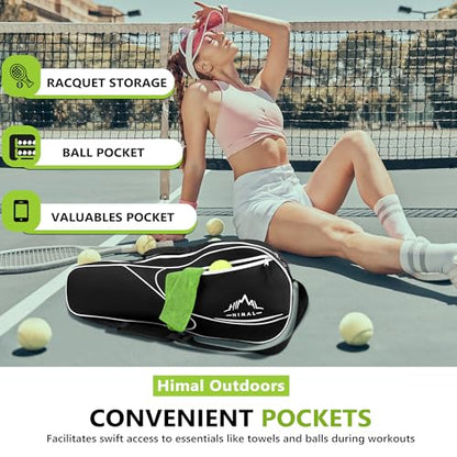 Himal 3 Racquet Tennis Bag With Protective Pad, Tennis Racket Bag for Men Women, Sports Enthusiasts of All Ages - color: Black