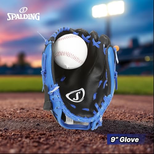 Spalding - Junior Baseball Set, Includes Plastic Bat, Ball & Glove, Complete Starter Kit for Kids, Youth Baseball Practice & Outdoor Play