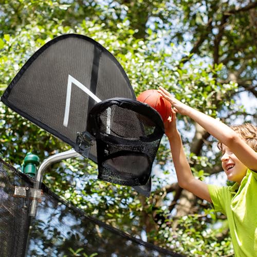 Trampoline Basketball Hoop, Lightweight Universal Board with 2 Pcs Mini Basketball and Pump, Easy to Assemble Fit for Curved Pole or Straight Pole