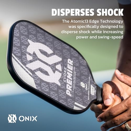Onix Evoke Premier Professional Tournament Pickleball Paddle Composite Face Impact Paddle Shape - color: Black, size: Medium, style: 14mm