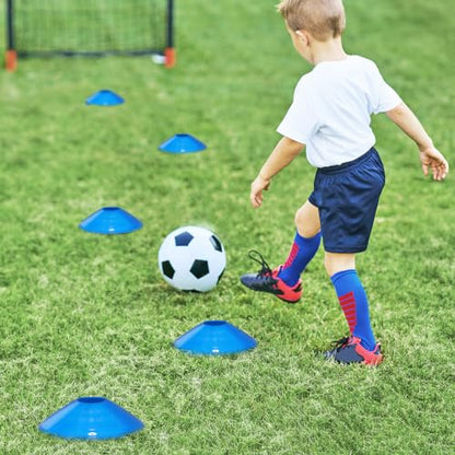 GHB Agility Ladder,Football Training Equipment Set,4 Agility Hurdles, 20 feet12 Rungs Speed Ladder,12 Disc Cones,Resistance Parachute, Jump Rope, 5 Resistance Bands - color: Blue