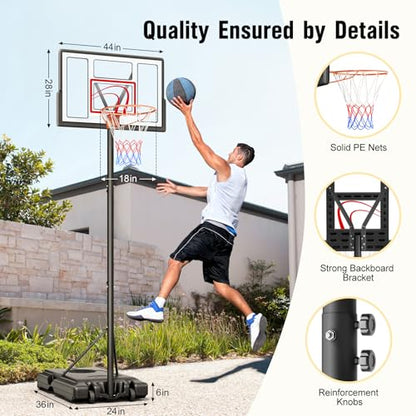 TONBUX Adjustable Basketball Hoop Outdoor 10FT, Basketball Portable Hoops & Goals, 44 Inch Backboard, for Kids, Youth, and Adults in The Backyard, Driveway - style: Red