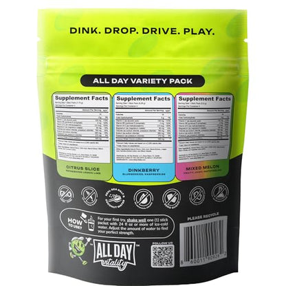 Pickleball Electrolyte Variety Pack | No Sugar, Non-GMO | 12 Drink Sticks