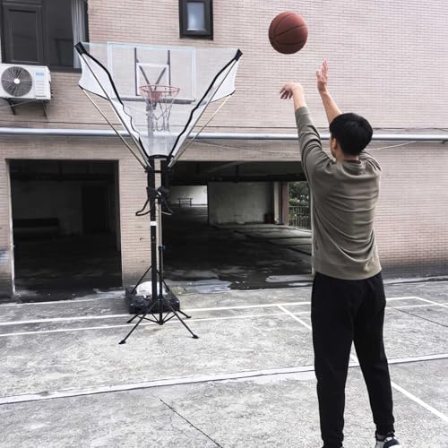 Basketball Rebounder Return Attachment System, 8-10 ft Adjustable Height Basketball Hoop Ball Returner, Shooting Return Net Training Equipment