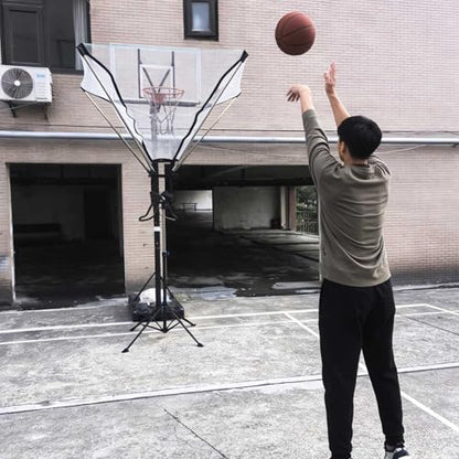 Basketball Rebounder Return Attachment System, 8-10 ft Adjustable Height Basketball Hoop Ball Returner, Shooting Return Net Training Equipment