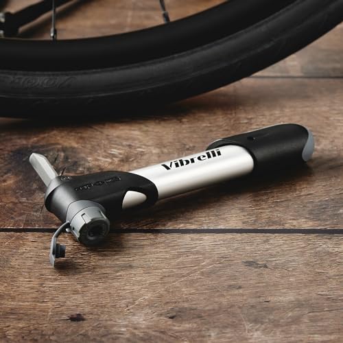 Vibrelli Mini Bike Pump - Presta & Schrader Bicycle Pump - 120 PSI Tire Pump for Road & MTB - No Valve Changing Needed - size: Pocket Pump