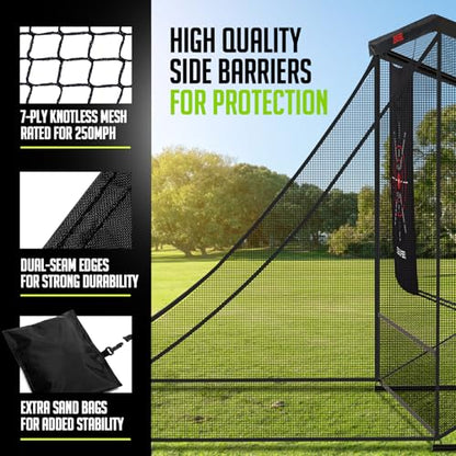 Zealfeel Golf Net, 10x7ft/8x8ft/11x8ft Golf Enclosure Net with Side Barriers/Auto-Ball Return, Low-Noise Target, Carry Bag, 4 Stakes, Hitting Practice Net for Backyard Driving Chipping Indoor Outdoor