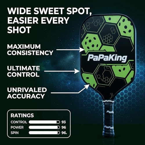 Pickleball Paddles, Lightweight Carbon Fiber Pickleball Paddle with 2 Balls, Pickle Ball Racket for Ultimate Spin and Consistency, Enhanced Shock Absorption for High Spin
