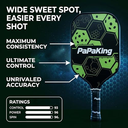 Pickleball Paddles, Lightweight Carbon Fiber Pickleball Paddle with 2 Balls, Pickle Ball Racket for Ultimate Spin and Consistency, Enhanced Shock Absorption for High Spin