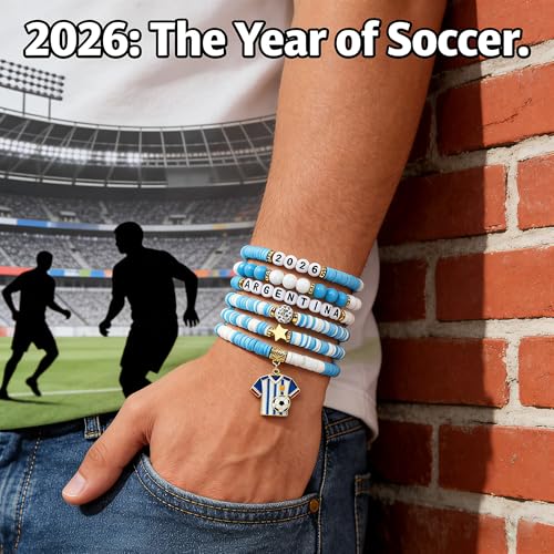 OHOME Soccer Party Favors - 6 Pack Argentina Soccer Bracelets | Soccer Mom Essentials - 2026 World Game Cup Merchandise Accessories Outfits for Women Men - Soccer Gifts for Fans Players Coaches Team - style: Argentina soccer