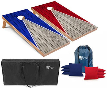 Tailgating Pros Lightweight Pyramid Design Cornhole Board Set w/Bean Bags and Carrying Case - 4'x2' Regulation Cornhole Game
