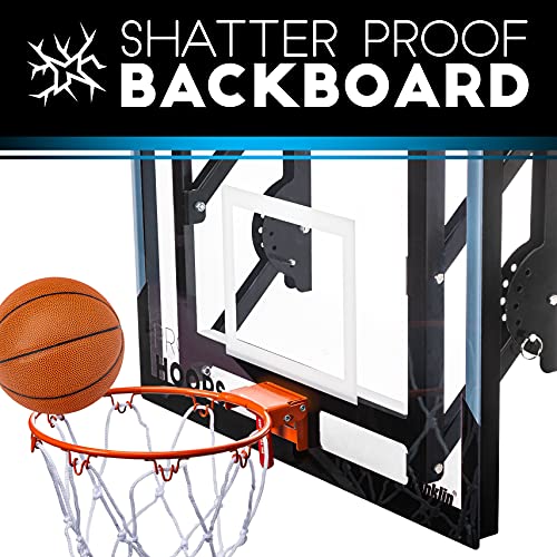 Franklin Sports Wall Mounted Basketball Hoop – Fully Adjustable – Shatter Resistant – Accessories Included Black/White